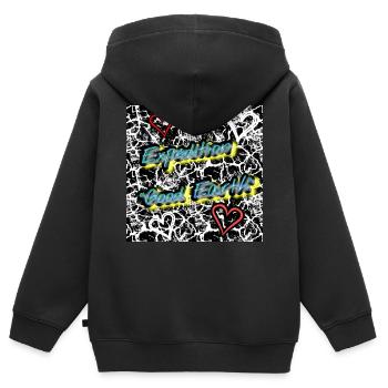 Expedition "GOOD_EARTH" - Shop WoW - 2023 - Kinder Premium Organic Zip Hoodie - Schwarz - Hinten - AI Model Kid Male (0cm)