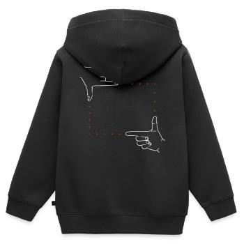 Cadre de signaux manuels – 2 couleurs - Sweat Premium à capuche zippé enfant bio - noir - Dos - AI Model Kid Male (0cm)
