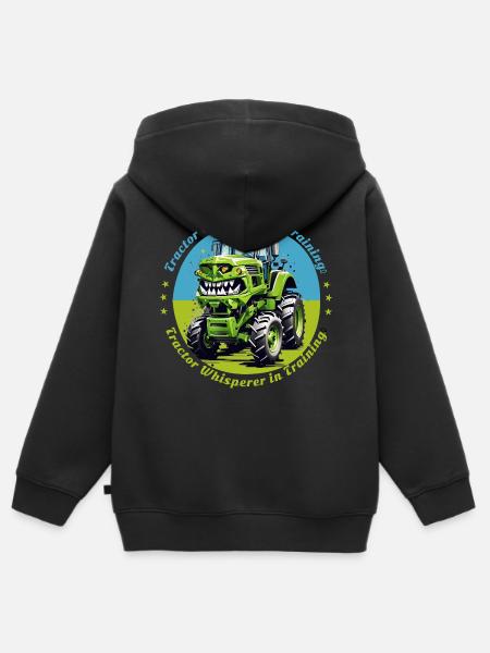 Traktorflüsterer in der Ausbildung - Kinder Premium Organic Zip Hoodie - Schwarz