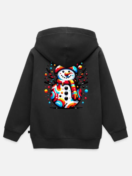 Funky Snowman - Kinder Premium Organic Zip Hoodie - Schwarz