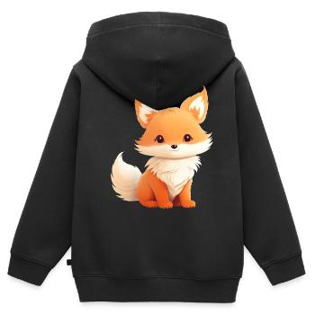 Niedliche Fuchs Illustration - Kinder Premium Organic Zip Hoodie - Schwarz - Hinten - AI Model Kid Male (0cm)