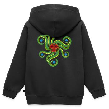 Der im Meer (grün) - Kinder Premium Organic Zip Hoodie - Schwarz - Hinten - AI Model Kid Male (0cm)