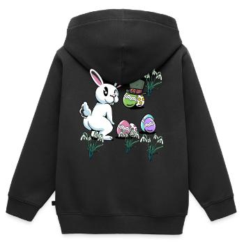 Schlappohr Kind Ostern Eier Hut Nager Kaninchen - Kinder Premium Organic Zip Hoodie - Schwarz - Hinten - AI Model Kid Male (0cm)