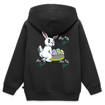 Osterhase Ostern Nest Eier Hase Kaninchen Kind - Kinder Premium Organic Zip Hoodie - Schwarz - Hinten - AI Model Kid Male (0cm)