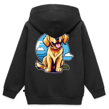 Niedlicher Golden Retriever Hund - Kinder Premium Organic Zip Hoodie - Schwarz - Hinten - AI Model Kid Male (0cm)