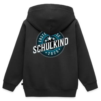 Einschulung schulkind blau 2025 Jungs erste Klasse - Kinder Premium Organic Zip Hoodie - Schwarz - Hinten - AI Model Kid Male (0cm)