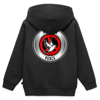 Frieden Peace - Sweat Premium à capuche zippé enfant bio - noir - Dos - AI Model Kid Male (0cm)