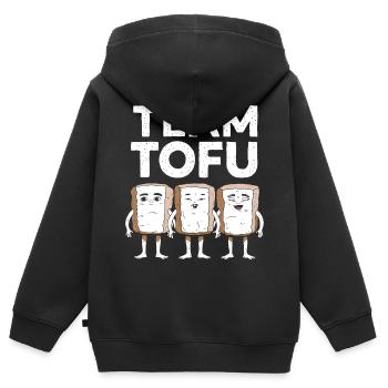 Tofu Lustiges - Kinder Premium Organic Zip Hoodie - Schwarz - Hinten - AI Model Kid Male (0cm)