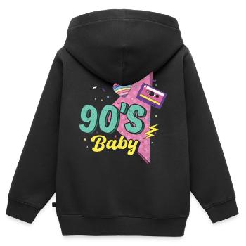 années quatre-vingt-dix - Sweat Premium à capuche zippé enfant bio - noir - Dos - AI Model Kid Male (0cm)