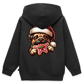 Mops - Kinder Premium Organic Zip Hoodie - Schwarz - Hinten - AI Model Kid Male (0cm)
