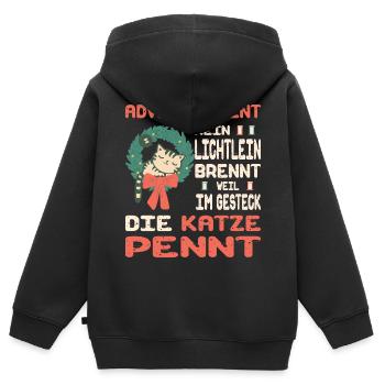 Temps de l’Avent avec chat - Sweat Premium à capuche zippé enfant bio - noir - Dos - AI Model Kid Male (0cm)