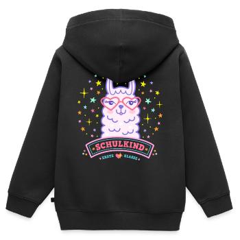 Lama Schulkind 2026 Rosa für Mädchen - Kinder Premium Organic Zip Hoodie - Schwarz - Hinten - AI Model Kid Male (0cm)
