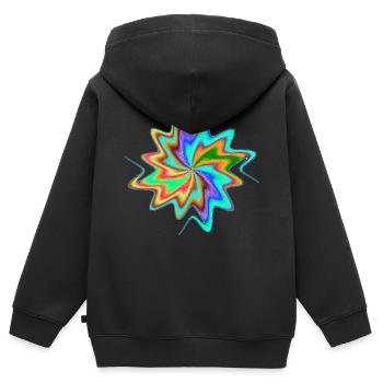 Regenbogen Wirbelstern - Kinder Premium Organic Zip Hoodie - Schwarz - Hinten - AI Model Kid Male (0cm)