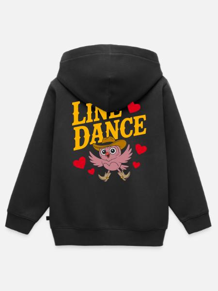 Linedance Eule mit Hut - Kinder Premium Organic Zip Hoodie - Schwarz