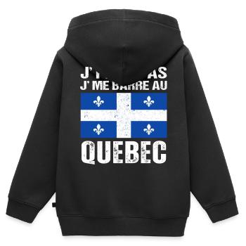 Je Peux Pas J' Me Barre Au Québec Cadeau Québécois - Sweat Premium à capuche zippé enfant bio - noir - Dos - AI Model Kid Male (0cm)