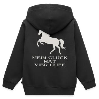 Mein Glück hat vier Hufe - Kinder Premium Organic Zip Hoodie - Schwarz - Hinten - AI Model Kid Male (0cm)