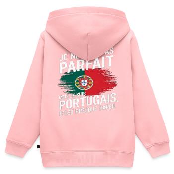 Je Ne Suis Pas Parfait Mais Portugais Humour - Sweat Premium à capuche zippé enfant bio - rose - Dos - AI Model Kid Female (0cm)
