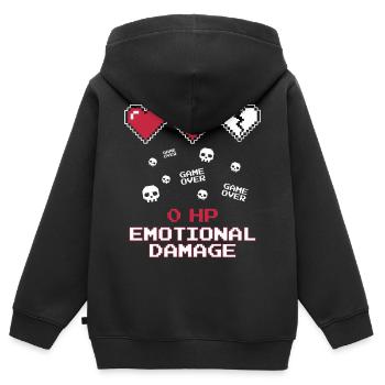 Pixel des dégâts émotionnels - Sweat Premium à capuche zippé enfant bio - noir - Dos - AI Model Kid Male (0cm)
