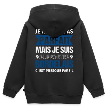 Bordeaux Fußballgeschenk - Kinder Premium Organic Zip Hoodie - Schwarz - Hinten - AI Model Kid Male (0cm)
