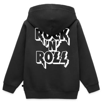 Rock 'n' Roll Lightning Typografie - Kinder Premium Organic Zip Hoodie - Schwarz - Hinten - AI Model Kid Male (0cm)