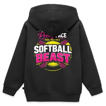 Softball Humor Player Sports Girl Pink Gift - Kids Premium Organic Zip-up Hoodie - black - Back - AI Model Kid Male (0cm)