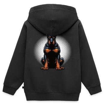 Doberman Doberman Propriétaire Doberman Lovers - Sweat Premium à capuche zippé enfant bio - noir - Dos - AI Model Kid Male (0cm)