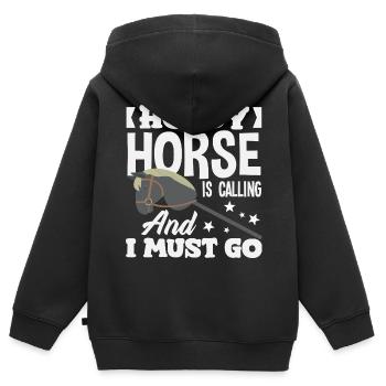 Des appels de chevaux de bataille Je dois y aller - Sweat Premium à capuche zippé enfant bio - noir - Dos - AI Model Kid Male (0cm)