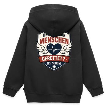 Rettungshelden Badge: Heute Schon Gerettet - Kinder Premium Organic Zip Hoodie - Schwarz - Hinten - AI Model Kid Male (0cm)