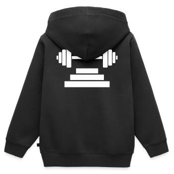 Iron Lifter Barbell Emblem - Kinder Premium Organic Zip Hoodie - Schwarz - Hinten - AI Model Kid Male (0cm)