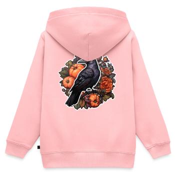 Krähe Halloween Herbst Kürbis Rosen - Kinder Premium Organic Zip Hoodie - Rosa - Hinten - AI Model Kid Female (0cm)