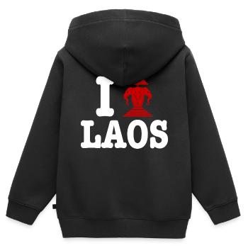 Ich Erawan (Liebe) Laos - Kinder Premium Organic Zip Hoodie - Schwarz - Hinten - AI Model Kid Male (0cm)