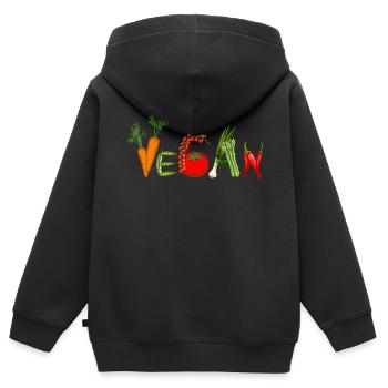 Vegan - Sweat Premium à capuche zippé enfant bio - noir - Dos - AI Model Kid Male (0cm)