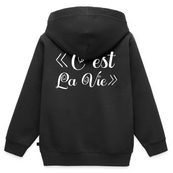 c'est la vie. C'est la vie! cadeau. - Sweat Premium à capuche zippé enfant bio - noir - Dos - AI Model Kid Male (0cm)