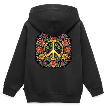Flower Power Mandala - Kinder Premium Organic Zip Hoodie - Schwarz - Hinten - AI Model Kid Male (0cm)