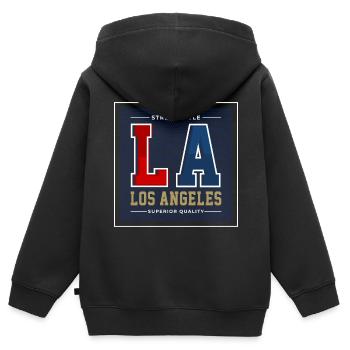 Los Angeles - Kinder Premium Organic Zip Hoodie - Schwarz - Hinten - AI Model Kid Male (0cm)