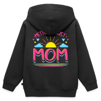 Drôle de météorologie Maman Météo Météo Cadeau - Sweat Premium à capuche zippé enfant bio - noir - Dos - AI Model Kid Male (0cm)