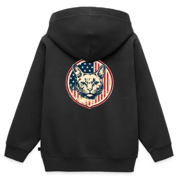 Amerikanische Vintage Katze - Kinder Premium Organic Zip Hoodie - Schwarz - Hinten - AI Model Kid Male (0cm)