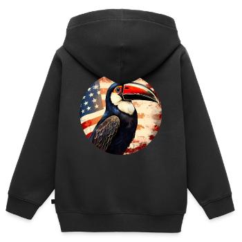 Tukan amerika Flagge - Kinder Premium Organic Zip Hoodie - Schwarz - Hinten - AI Model Kid Male (0cm)