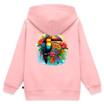 Traum Tukan - Kinder Premium Organic Zip Hoodie - Rosa - Hinten - AI Model Kid Female (0cm)