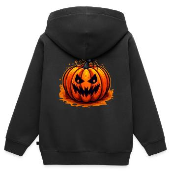 Terrible citrouille d’Halloween - Sweat Premium à capuche zippé enfant bio - noir - Dos - AI Model Kid Male (0cm)