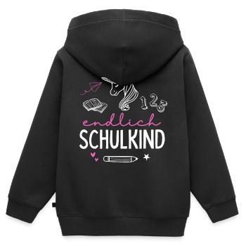 Schulkind 2024 Einhorn 1. Klasse Herz Einschulung - Kinder Premium Organic Zip Hoodie - Schwarz - Hinten - AI Model Kid Male (0cm)