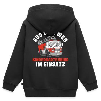 Aus Dem Weg Kindergartenkind im Einsatz Feuerwehrf - Kinder Premium Organic Zip Hoodie - Schwarz - Hinten - AI Model Kid Male (0cm)