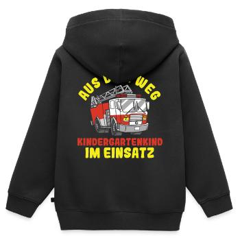 Aus Dem Weg Kindergartenkind im Einsatz Feuerwehra - Kinder Premium Organic Zip Hoodie - Schwarz - Hinten - AI Model Kid Male (0cm)