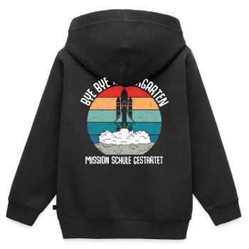 Bye Bye Kindergarten Mission School Launched - Kids Premium Organic Zip-up Hoodie - black - Back - AI Model Kid Male (0cm)
