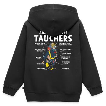 Anatomie eines Tauchers - Kinder Premium Organic Zip Hoodie - Schwarz - Hinten - AI Model Kid Male (0cm)
