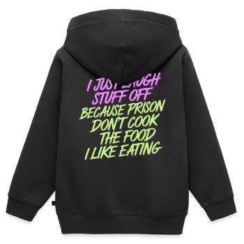 ust Laugh Off Stuff Prison Food Isn't for Me 8 - Kinder Premium Organic Zip Hoodie - Schwarz - Hinten - AI Model Kid Male (0cm)