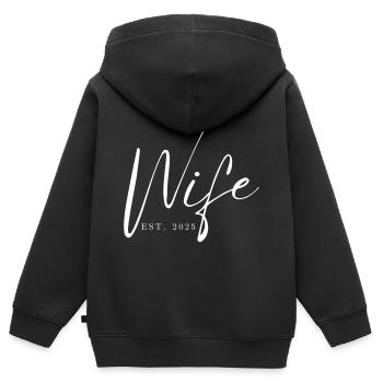 Ehefrau gegr. 2025 frisch verheiratet Flitterwochen Hochzeit - Kinder Premium Organic Zip Hoodie - Schwarz - Hinten - AI Model Kid Male (0cm)