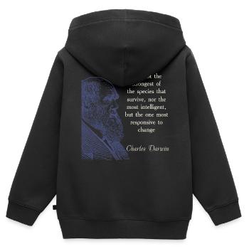 Zitieren Darwin Biologie Evolutionstheorie - Kinder Premium Organic Zip Hoodie - Schwarz - Hinten - AI Model Kid Male (0cm)