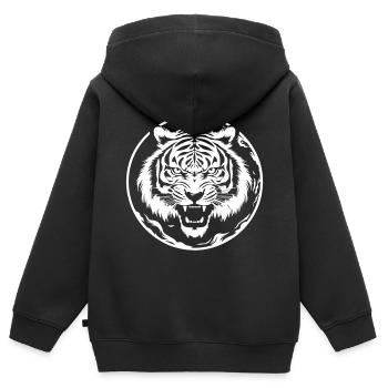 tiger - Kinder Premium Organic Zip Hoodie - Schwarz - Hinten - AI Model Kid Male (0cm)