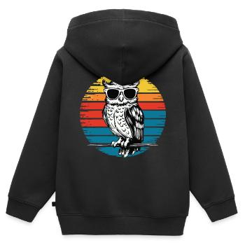 Nachteule Eule Eulen Vogel - Kinder Premium Organic Zip Hoodie - Schwarz - Hinten - AI Model Kid Male (0cm)